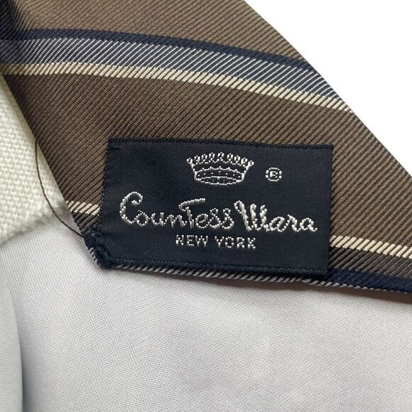 Vintage WOOLF BROTHERS COUNTESS MARA Tie Brown Gray Black Cream, Preowned - Picture 5 of 7